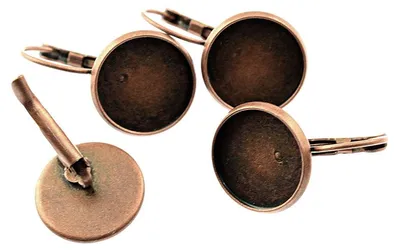 Produktbild von Vintageparts Brisuren antik Kupfer für 14 mm Cabochon Klappohrringe, 4 Stück
