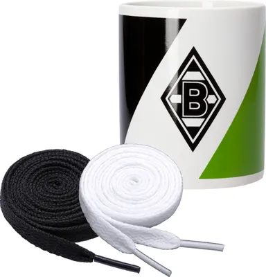 Produktbild von VfL Borussia Mönchengladbach Tasse „Schrägstreifen" + 2 Paar Fan-Schnürsenkel 1# 2#