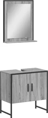 Obrázok produktu pre VidaXL 3214337, Šedá, Dub, Drevo, Oceľ, 600 mm, 330 mm, 600 mm, 2 kusov