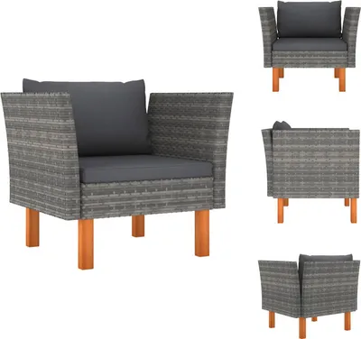 Zdjęcie produktu dla vidaXL Sofa ogrodowa z rattanu i litego drewna eukaliptusowego - Elementy sofy ogrodowej