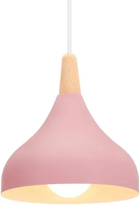 Productafbeelding van Kroonluchter hanglamp retro hanglamp moderne druppelstijl hoed plafondlamp E27 metaal hanglamp voor slaapkamer eetkamer keuken Ø 20 cm (roze 1 stuk)