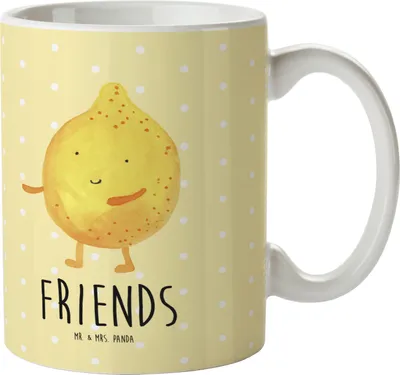 Produktbild von Mr. & Mrs. Panda Haferl Beste Freunde Zitrone - Gelb Pastell - Geschenk, Plastikbecher, Pott, Lustige Sprüche, Kinderbecher, Fehlende Keywords, Henkelbecher