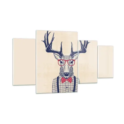 Produktbild von Bilder auf glas - Charakter Hirsch Illustration hipster - 160x90cm - Glasbilder - Wandbilder - Kunstdruck - Wanddekoration aus Glas - Glas Bilder - Wandbild auf Glas - GDL160x90-3120