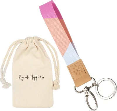Produktbild von Schlüsselband Schlüsselanhänger kurz mit Schlüsselring & Karabiner | Orange-Pink