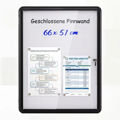 Produktbild von COSTWAY Schaukasten abschließbar, 66x51cm Magnetisch Infokasten mit beschreibbare Rückwand, Aushangkasten Wandmontage & Alurahmen, Plakatschaukasten