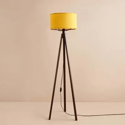 Image de Opviq, AYD-3448, lampadaire, 100 % tissu, moutarde, 21 x 21 x 140 cm