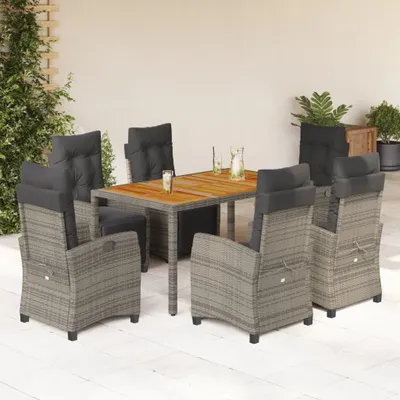 Produktbild von Möbel 7-tlg. Garten-Essgruppe mit Kissen Grau Poly Rattan 2024