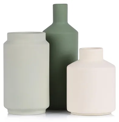3-teiliges Keramikvasen-Set, neutral, matt, 7,9 Zoll