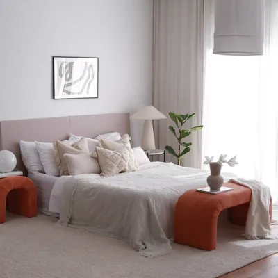 Produktbild von Hanah Home, Nu Bench - Coral, Sitzpuff, 100 % POLYESTER, Koralle, 106 x 46 x 45 cm