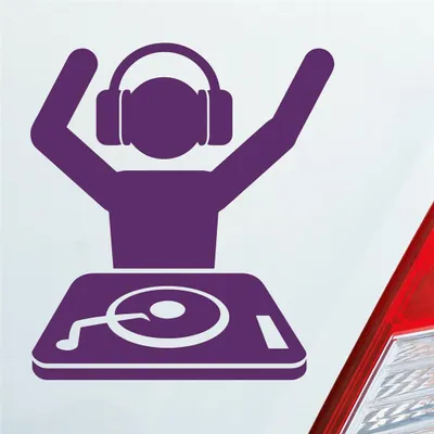 Produktbild von Auto Aufkleber DJ MUSIKER DISCO Motorrad Roller LKW 10x11 cm Lila Sticker Heckscheibenaufkleber