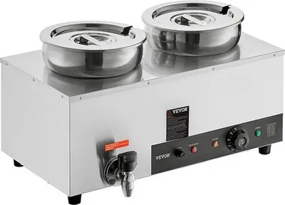 Immagine prodotto di Scaldavivande da buffet in acciaio inossidabile, 1200 W, 2 contenitori da 8,1 L