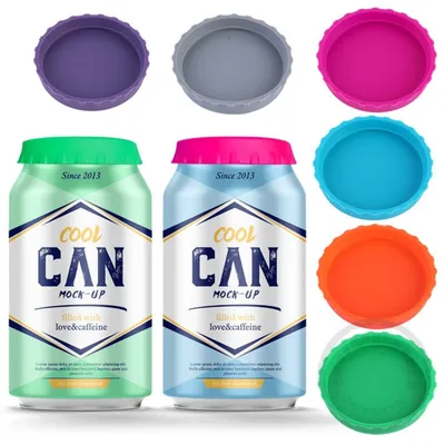 Image de INF Lot de 6 Couvercles en Silicone pour Canettes — Bouchons Étanches et Souples pour Sodas, Bières et Boissons, Multicolore