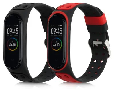 Produktbild von kwmobile 2x Uhrenarmband für Xiaomi Mi Band 4 / Mi Band 3 Armband - Fitnesstracker Band Set aus TPU Silikon - Ersatzarmband Smartwatch - Schwarz