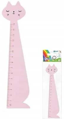 Produktbild von Fiorello Holzlineal Katze 15cm Pink für Kinder Robust