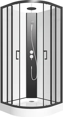 Produktbild von Viertelkreis-Duschkabine - Höhenverstellbar - B 80 x T 80 x H 213/232 cm - Schwarz und Weiß - ROVATA