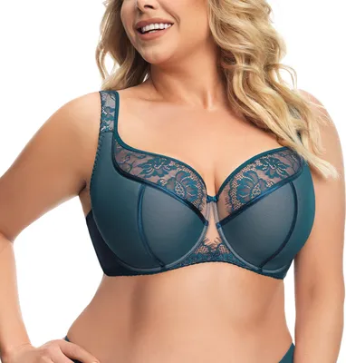 Produktbild von Gorsenia Dame  halbversteifter BH Träger Tüll Spitze Netz  K647 Alicante, Grün, 65F