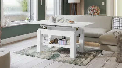 Produktbild von Couchtisch Astoria Weiß matt höhenverstellbar ausziehbar Esstisch