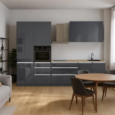 Obrázok produktu pre Kondela Kuchynská linka Asti 330 - antracit extra vysoký lesk / antracit