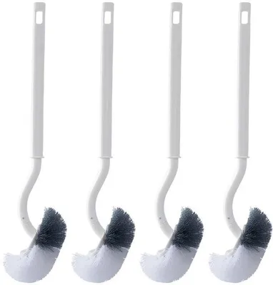 Produktbild von Toiletborstel-Set 4-teilig, weiß, mit Randreiniger und langem Stiel, Kunststoff