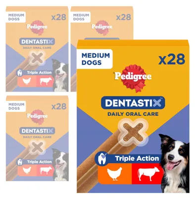 Produktbild von PEDIGREE DentaStix 4 x 28 Stück Medium Mittlere Rassen Hundesnack
