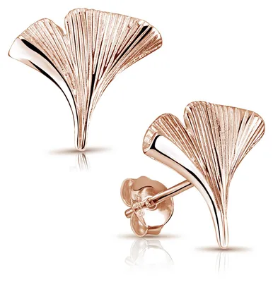 Produktbild von MATERIA Ohrringe Ginkgo Blatt Rosegold - Damen Schmuck aus 925 Silber vergoldet filigran SO-392-Rose