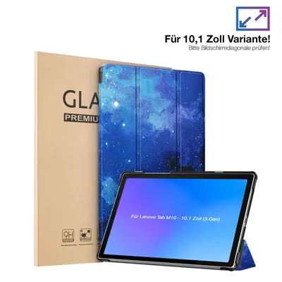 Produktbild von Schutzhülle + 2x 9H Display Glas für Lenovo Tab M10 Gen 3 2022 10.1 Zoll Cover Case Schutz Tablet Farbe: Starry Sky