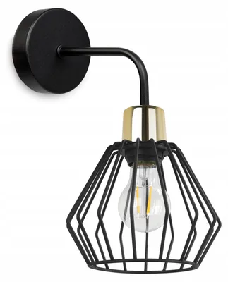 Obrázek produktu pro Nástěnná lampa Kinkiet z kovu a drátu, stínidlo, LED, moderní industriální styl