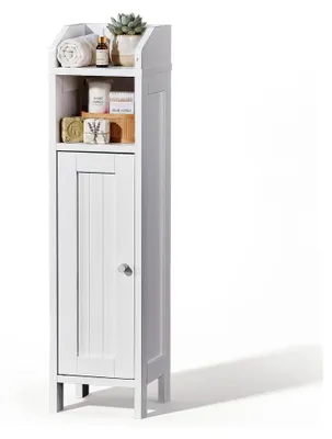 Produktbild von Badezimmerschrank, schmaler Badregal, Toilettenschrank mit verstellbaren Ablagen, platzsparend, 20 x 20 x 80 cm (Weiß)