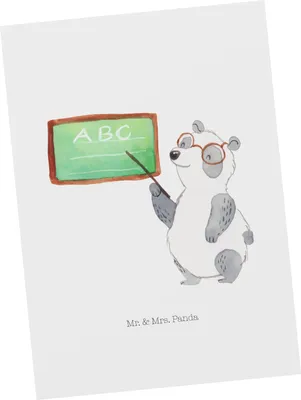 Produktbild von Mr. & Mrs. Panda Postkarte Panda Lehrer - Weiß - Geschenk, Lustige Sprüche, Grußkarte, bildkarte, Ansichtskarte, Postkarten, Ansichtskarten