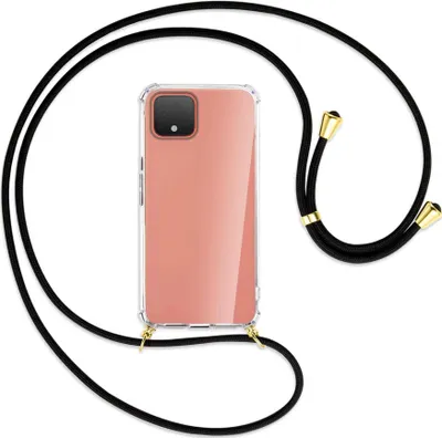 Produktbild von Handykette Backcover-Schutzhülle mit Band (Metall goldfarben) für Google Pixel 4 XL - schwarz