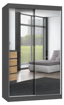 Obrázek produktu pro Šatní skříň IGA 120 se zrcadly Antracit + dub artisan