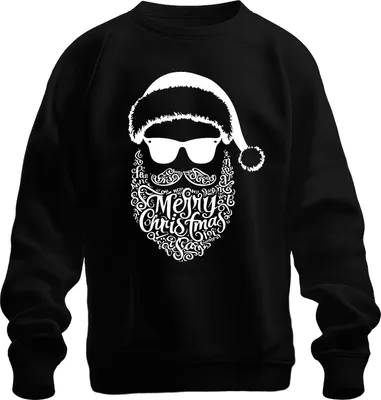 Zdjęcie produktu dla Wesołych Świąt z Brodą Ojca Świąt - Prezent Świąteczny Świąteczna Bluza Uni , Czarny, 3XL