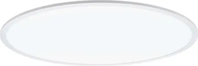 A white, circular LED ceiling light with a thin gray border, shown from a slightly elevated diagonal angle against a pure white background.