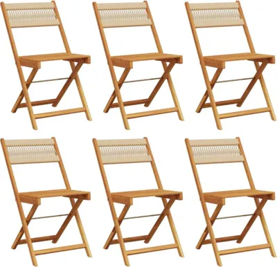 Produktbild von vidaXL Gartenstühle 6 Stk. Klappbar Beige Massivholz Akazie