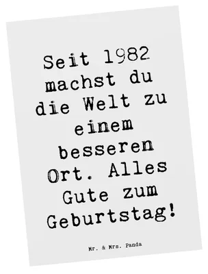 Produktbild von Mr. & Mrs. Panda Postkarte Spruch 1982 Geburtstag - Weiß - Geschenk, Grußkarte, Geburtstagsgeschenk, Ansichtskarte, Glückwunsch, Happy Birthday, Geschenkideen, 40.