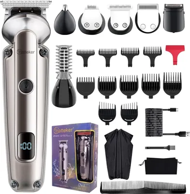 Produktbild von Hatteker Herren Haarschneider All-in-1 Bartschneider Präzisionstrimmer T-förmiger Trimmer Nasenhaartrimmer Körperhaartrimmer Wasserdicht