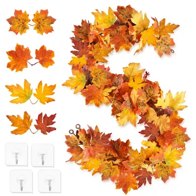 Herbstgirlande mit Ahornblättern, 2 Stück, 1,75 m, für Innen & Außen