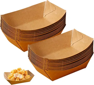 Produktbild von Papierschalen Kraftpapier, 100 Stück, 13 x 9,2 x 3,6 cm, für Fingerfood