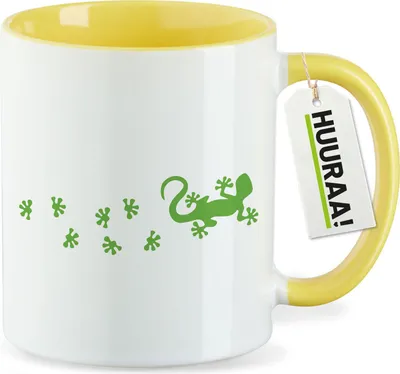 Produktbild von Huuraa Kaffeetasse Gecko Tapsen 330ml Gelb Keramik Kaffeebecher Geschenkidee