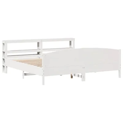 Produktbild von Massivholzbett ohne Matratze Weiß 200x200 cm Kiefernholz
