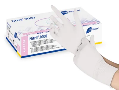 Image de Meditrade® 1280XL Meditrade® unisexe Gants jetables Nitril® 3000 blanc Taille XL 100 pcs.