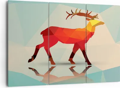 Produktbild von Bild auf Leinwand - Leinwandbild - Hirsch Illustration modern Grafik - 165x110cm - Wand Bild - Wanddeko - Leinwanddruck - Bilder - Kunstdruck - Leinwand bilder - Wandkunst - CE165x110-2811
