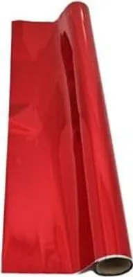 A roll of red metallic foil.