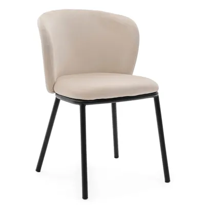 Produktbild von NEW HOME Stuhl BARI Esszimmerstuhl gepolsterter Wohnzimmerstuhl mit Steppung - beige - moderne Samt Velour Möbel
