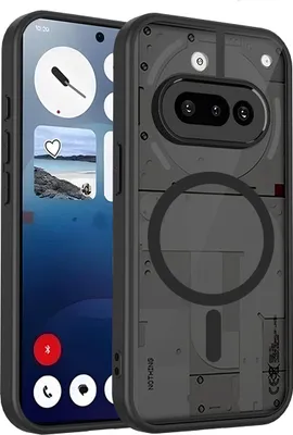 Produktbild von Magnetisch Hülle für Nothing Phone 3A, Handyhülle Transluzente Hart PC Rückseite TPU Stoßfest Schutzhülle Schwarz