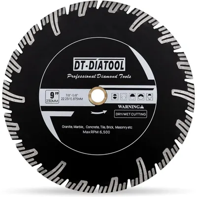 Immagine prodotto di Disco diamantato da 230 mm, modello Turbo, per seghe circolari, ideale per tagliare marmo, cemento e muratura. Confezione da 5 pezzi