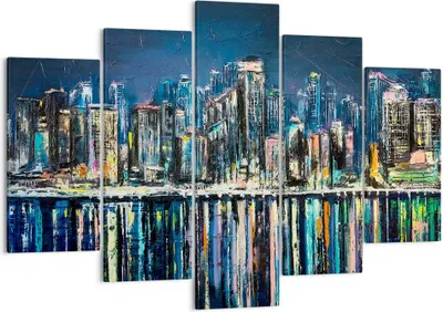Produktbild von Bild auf Leinwand - Leinwandbild - Stadt Aussicht Wasser - 150x100cm - Wand Bild - Wanddeko - Leinwanddruck - Bilder - Kunstdruck - Wanddekoration - Leinwand bilder - Wandkunst - EA150x100-3461