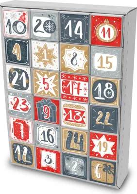 Produktbild von itenga SET Adventskalender zum Füllen Würfel 6,5cm (außen weiß) + Sticker Z56 + Würfel (weiß)