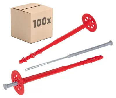 Produktbild von PROTEKTOR 100x Dämmstoffdübel Ø10x220mm mit Stahlnagel für WDVS & Außenisolierung, ETA-e Schlagdübel Fassadendübel Tellerdübel aller Nutzungskategorien