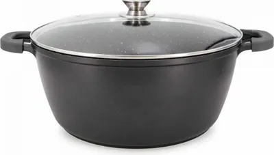 Produktbild von Kasserolle mit Marmorbeschichtung und Glasdeckel - 24cm